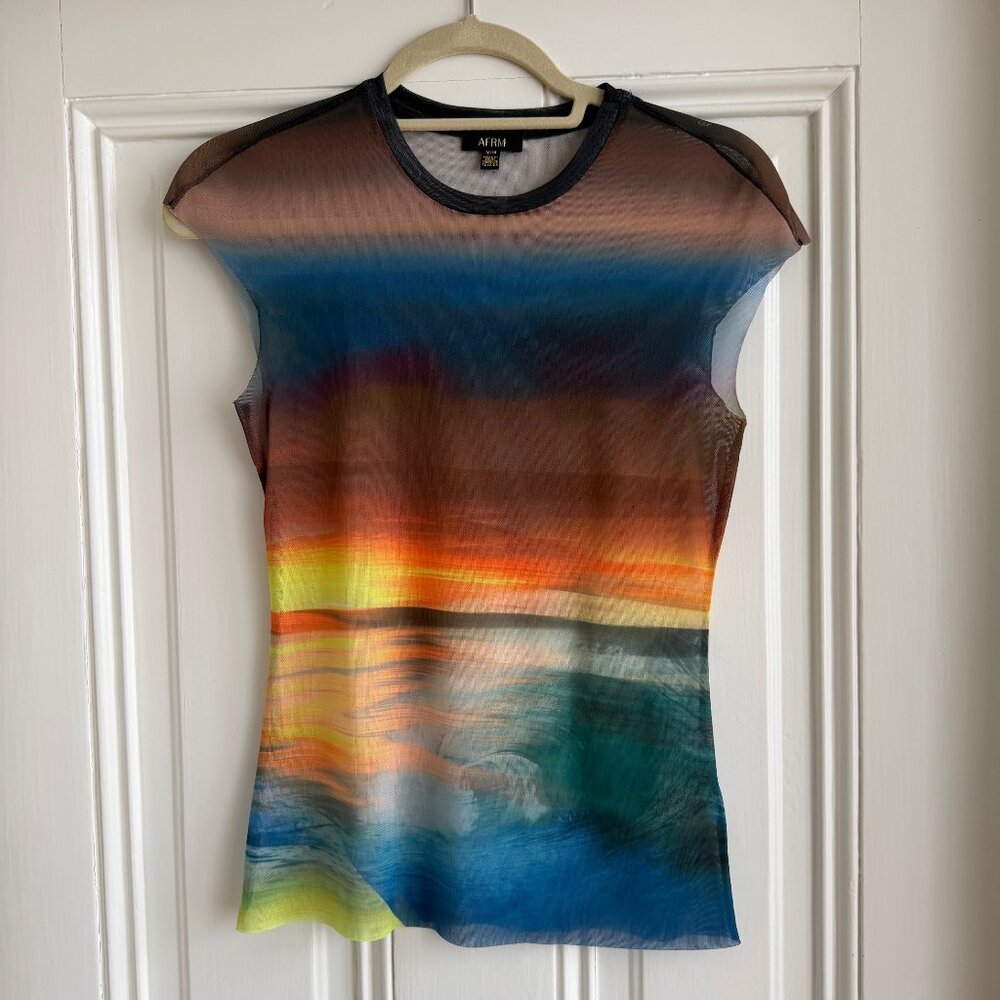 AFRM Nina Mesh Top - Ocean Ombre - Size M